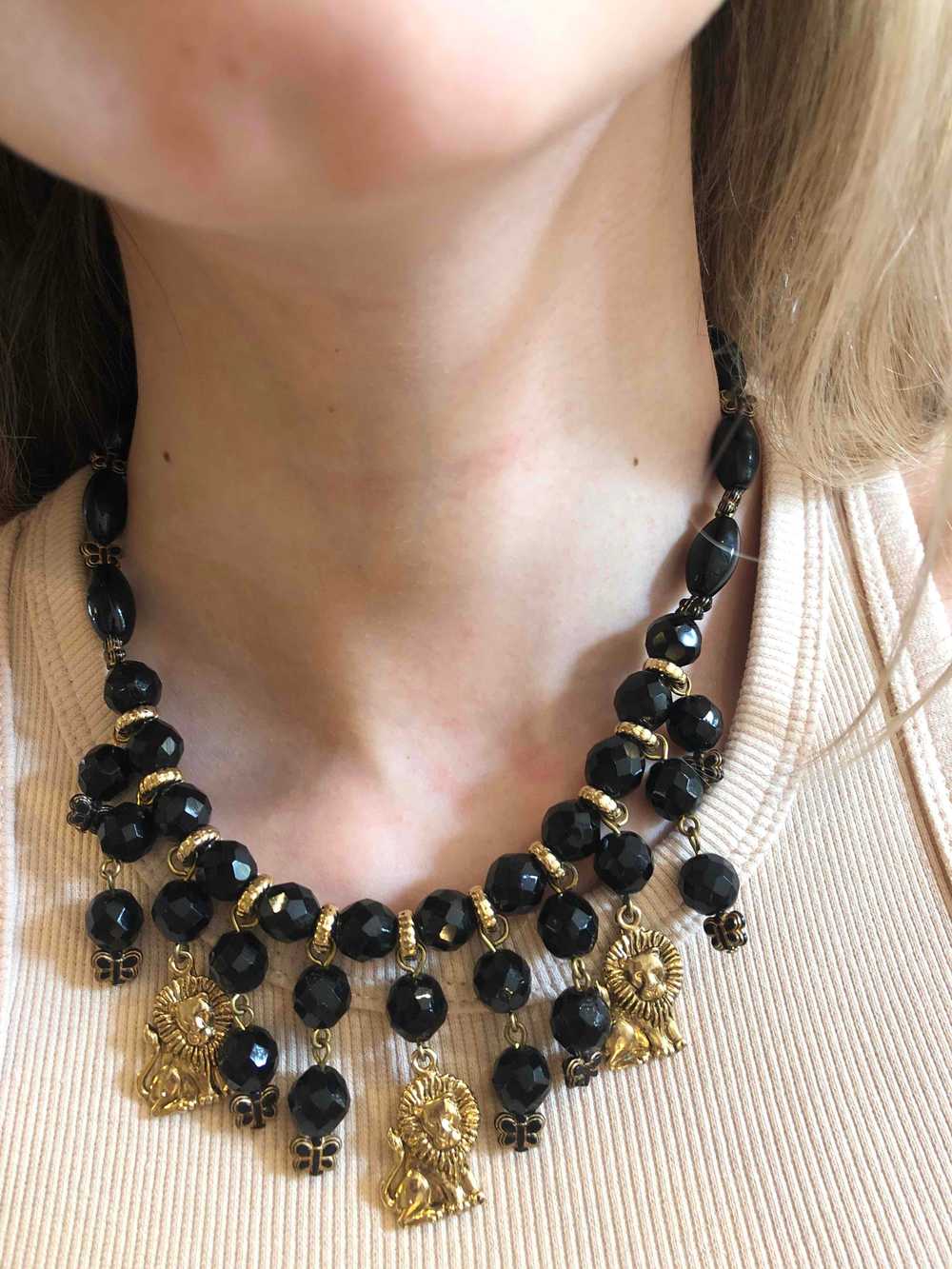 pearl necklace - Black pearl necklace with golden… - image 5