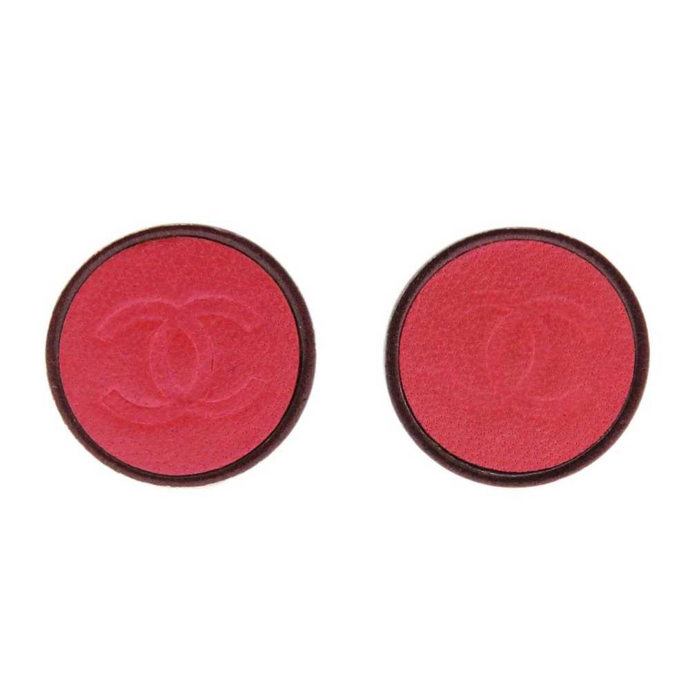 Chanel Chanel coco button earrings leather ladies… - image 1