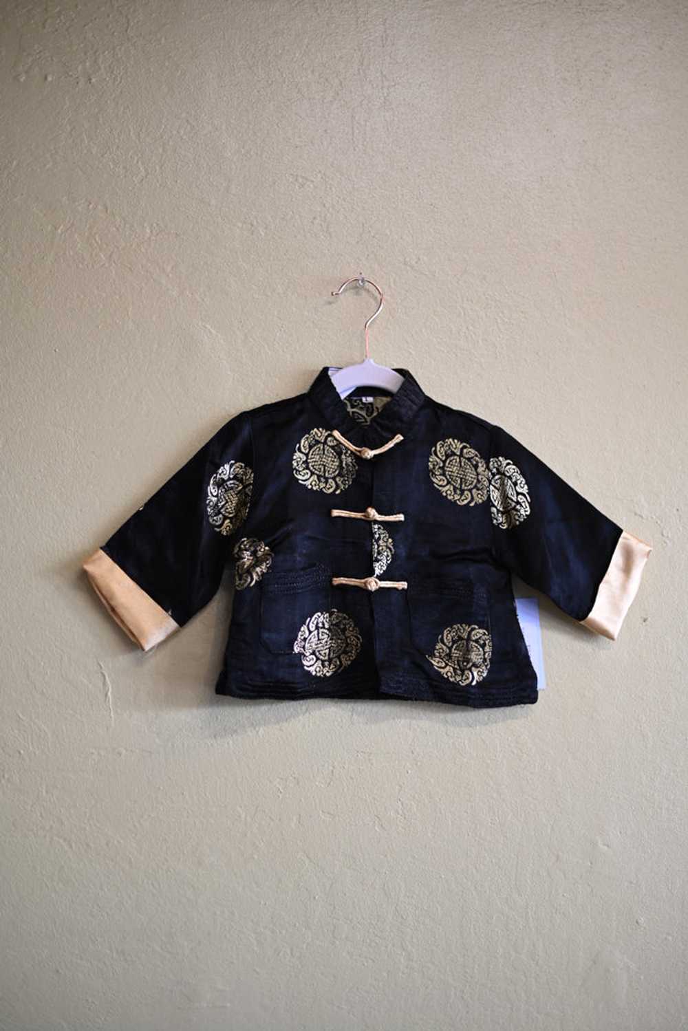 BLACK & GOLD SILK SHIRT (12 MO) - image 1