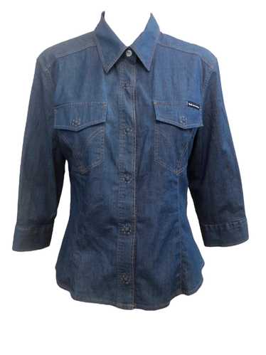 D&G Y2K Blue Denim Cropped Western Shirt