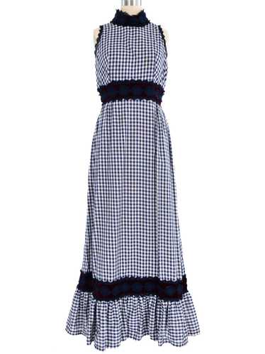 Gingham Lace Accent Maxi Dress