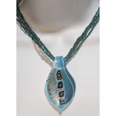 Other Blue And Silver Glass Pendant Necklace