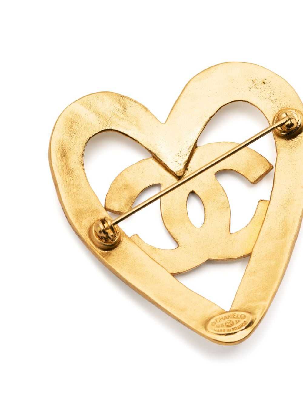 CHANEL Pre-Owned 1995 CC Heart brooch - Gold - image 3