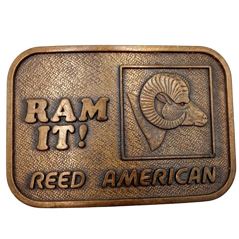 Vintage Ram It Belt Buckle Reed American Sheep Ho… - image 1