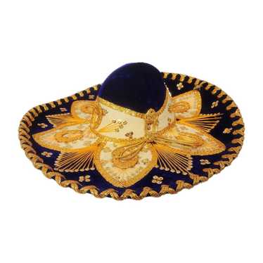 Large Mexican Sombrero Hat Pom Poms Western Bandit Costume, Straw & Wool  Thread