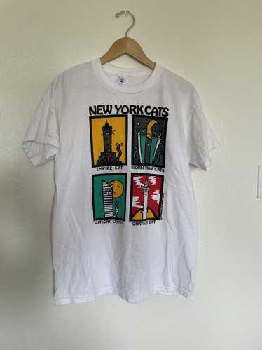 Vintage Vintage 90s New York cats art parody tee - image 1