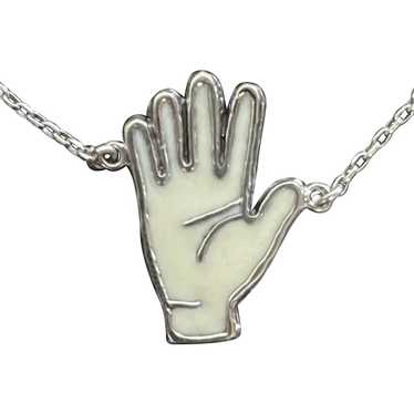 Hand .925 Silver Enamel Pendant - image 1