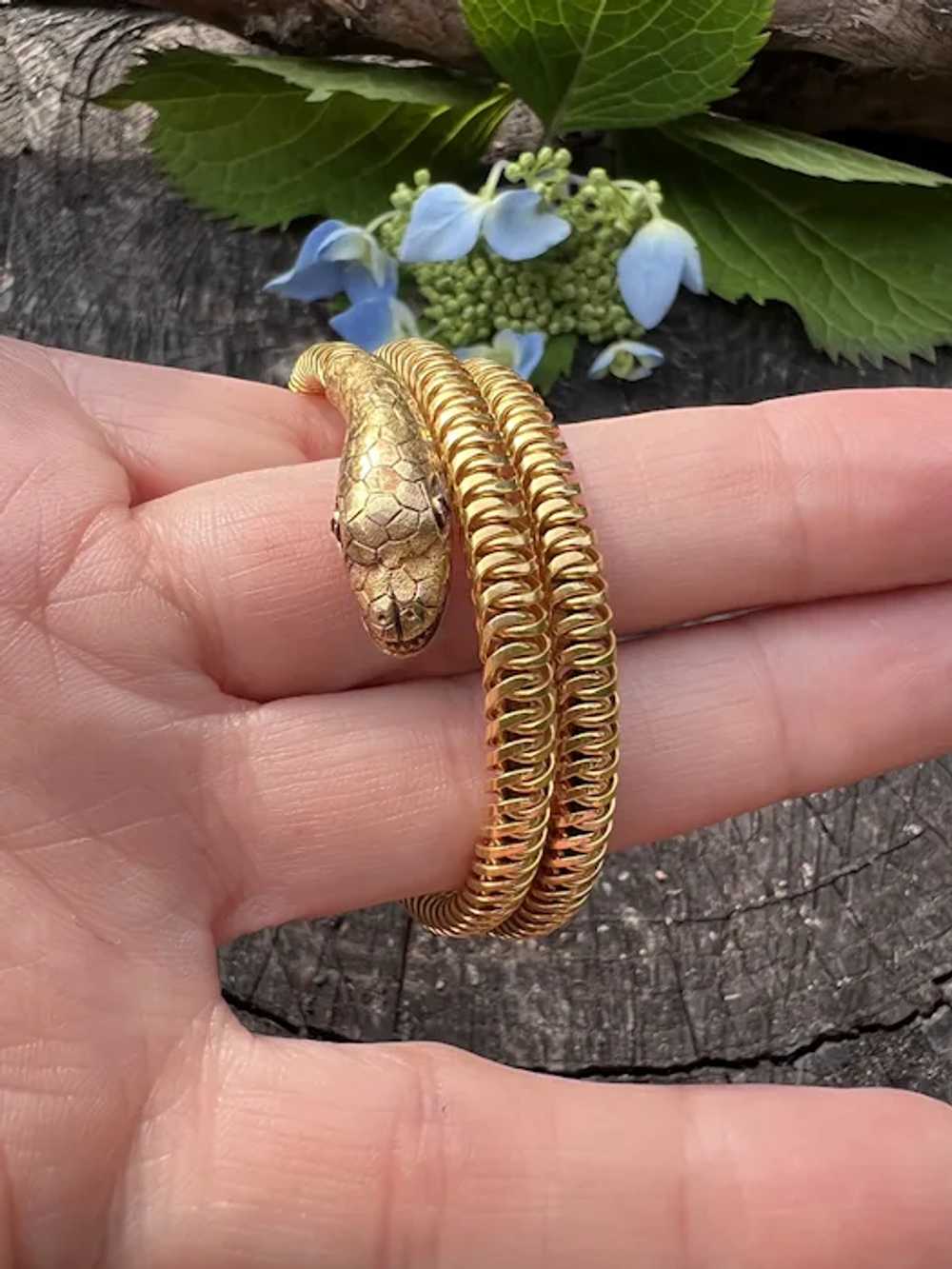 18K Yellow Gold Lalaounis Snake Bracelet - image 2