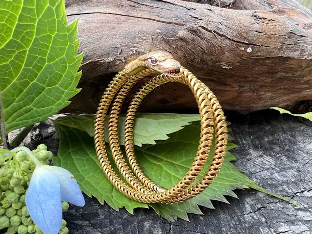 18K Yellow Gold Lalaounis Snake Bracelet - image 3