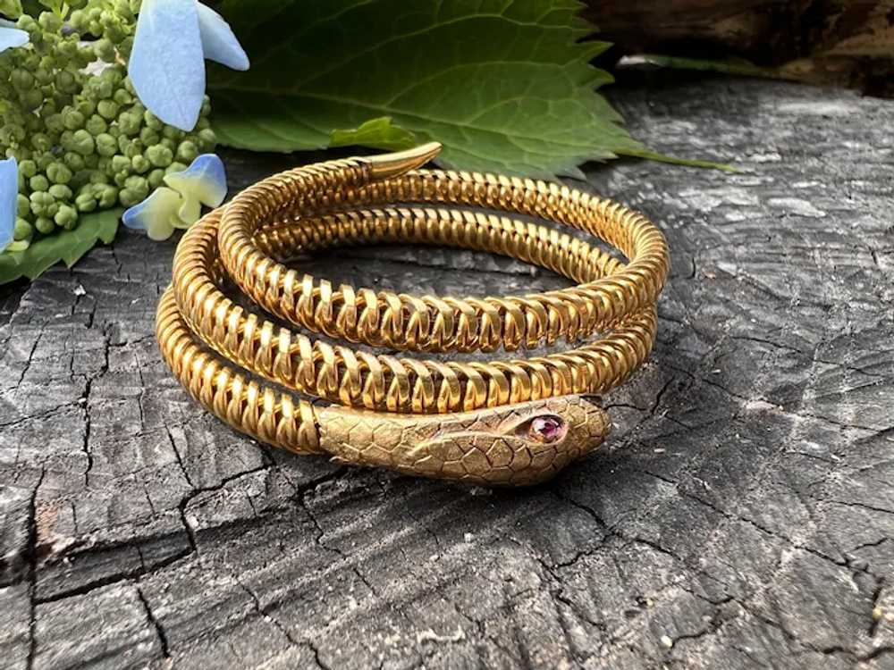 18K Yellow Gold Lalaounis Snake Bracelet - image 4