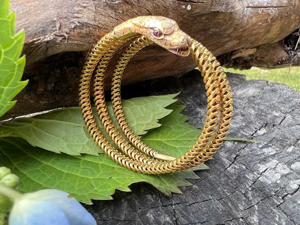 18K Yellow Gold Lalaounis Snake Bracelet - image 6