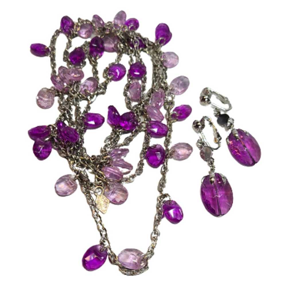 Vintage Lilac Time, Necklace, Wisteria Earrings, … - image 2