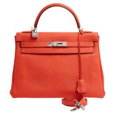 Evelyne sellier leather crossbody bag Hermès Orange in Leather - 28928227