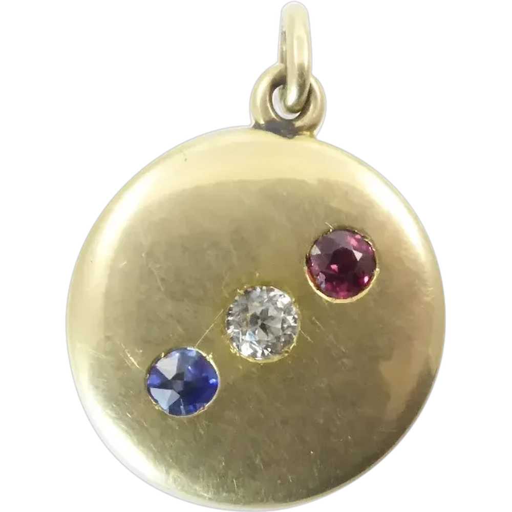 Antique 14 Karat Gold Locket with Sapphires and R… - image 1