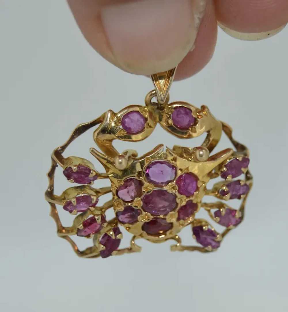Antique 14K Yellow Gold and Ruby Crab Pendant - image 10