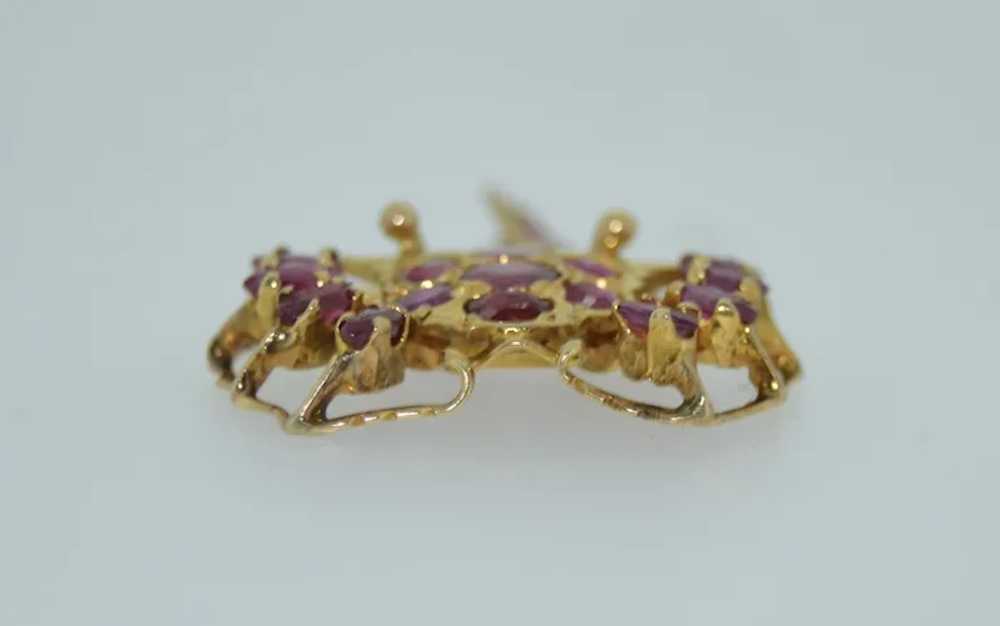 Antique 14K Yellow Gold and Ruby Crab Pendant - image 6