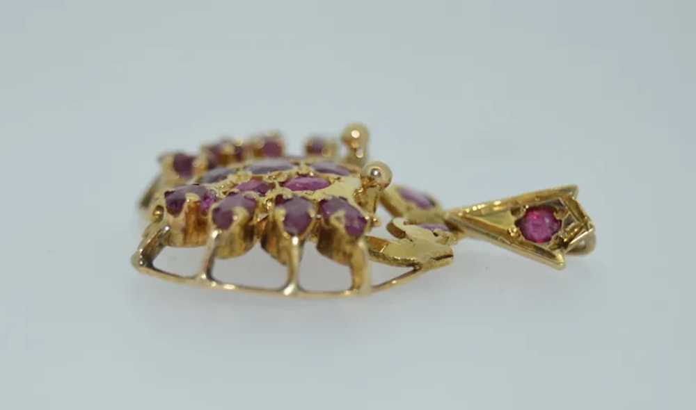 Antique 14K Yellow Gold and Ruby Crab Pendant - image 9