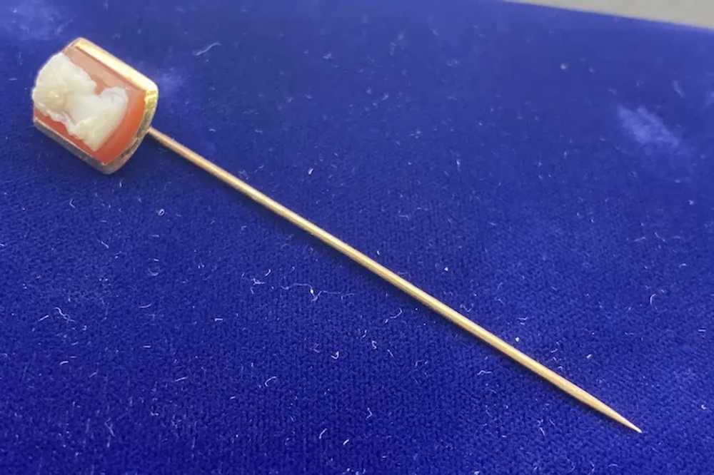 Adorable Tested 14K Early Gold Cameo Stick Pin IL… - image 3