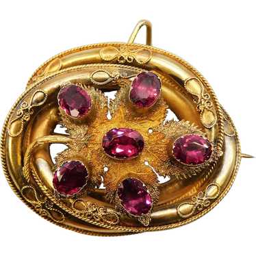 Antique Victorian Garnet 15K-16K Yellow Gold Penda