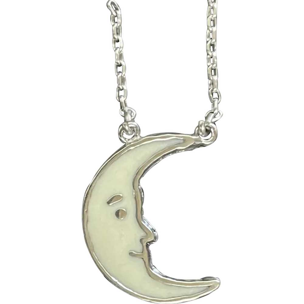 Moon .925 Silver Enamel Pendant. - image 1