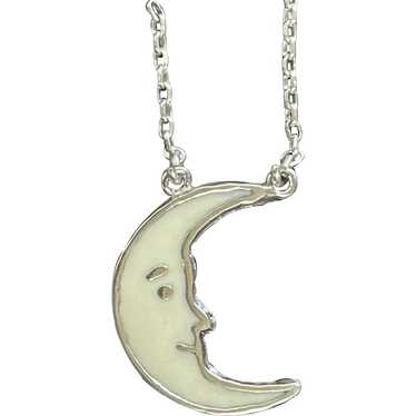 Moon .925 Silver Enamel Pendant. - image 1