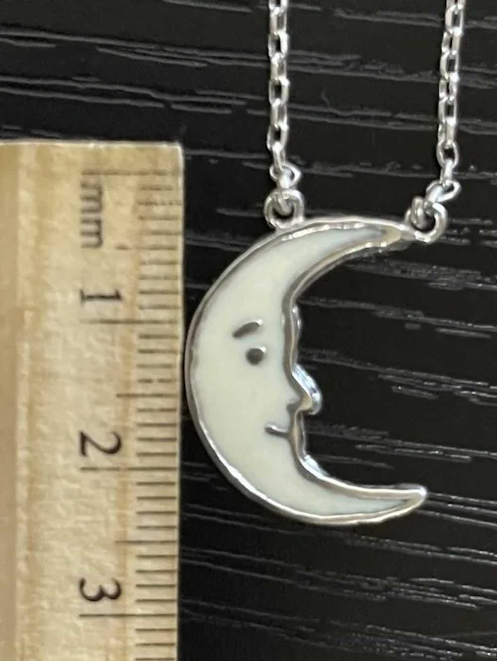 Moon .925 Silver Enamel Pendant. - image 2