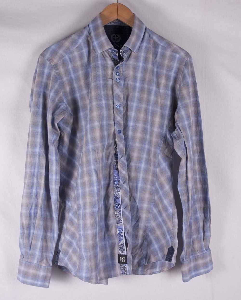 Au Noir Au Noir Shirt Blue Gray Plaid Size 3 / M - image 1