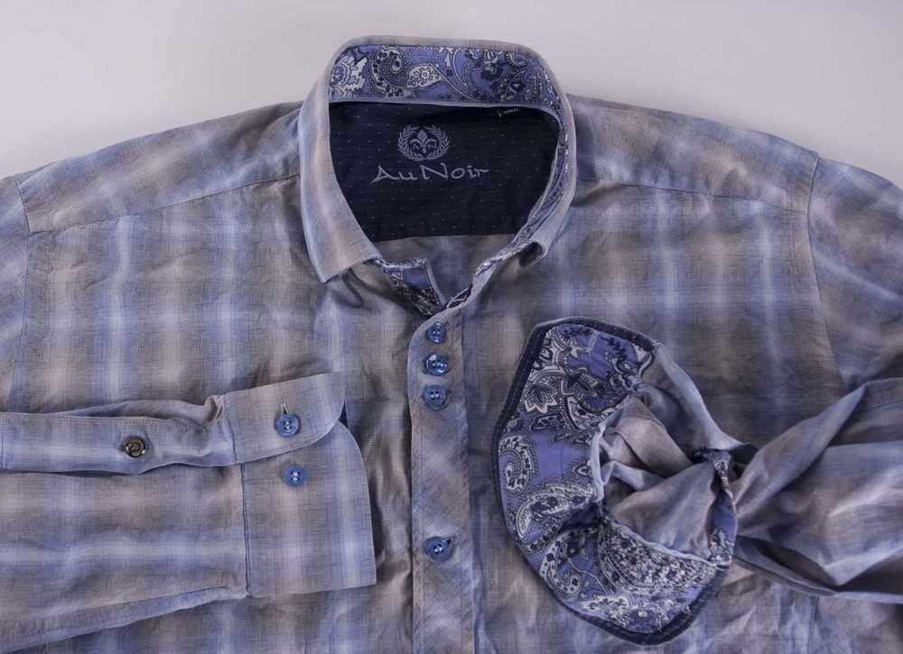 Au Noir Au Noir Shirt Blue Gray Plaid Size 3 / M - image 2