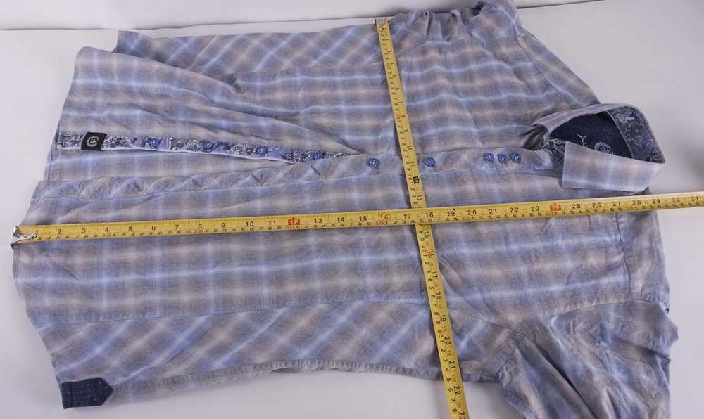 Au Noir Au Noir Shirt Blue Gray Plaid Size 3 / M - image 4