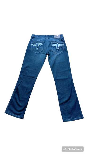 Y2k ANTIK DENIM embroidered jeans 31 / vintage 2000s bird flower folk embroidered  pants / low rise jeans