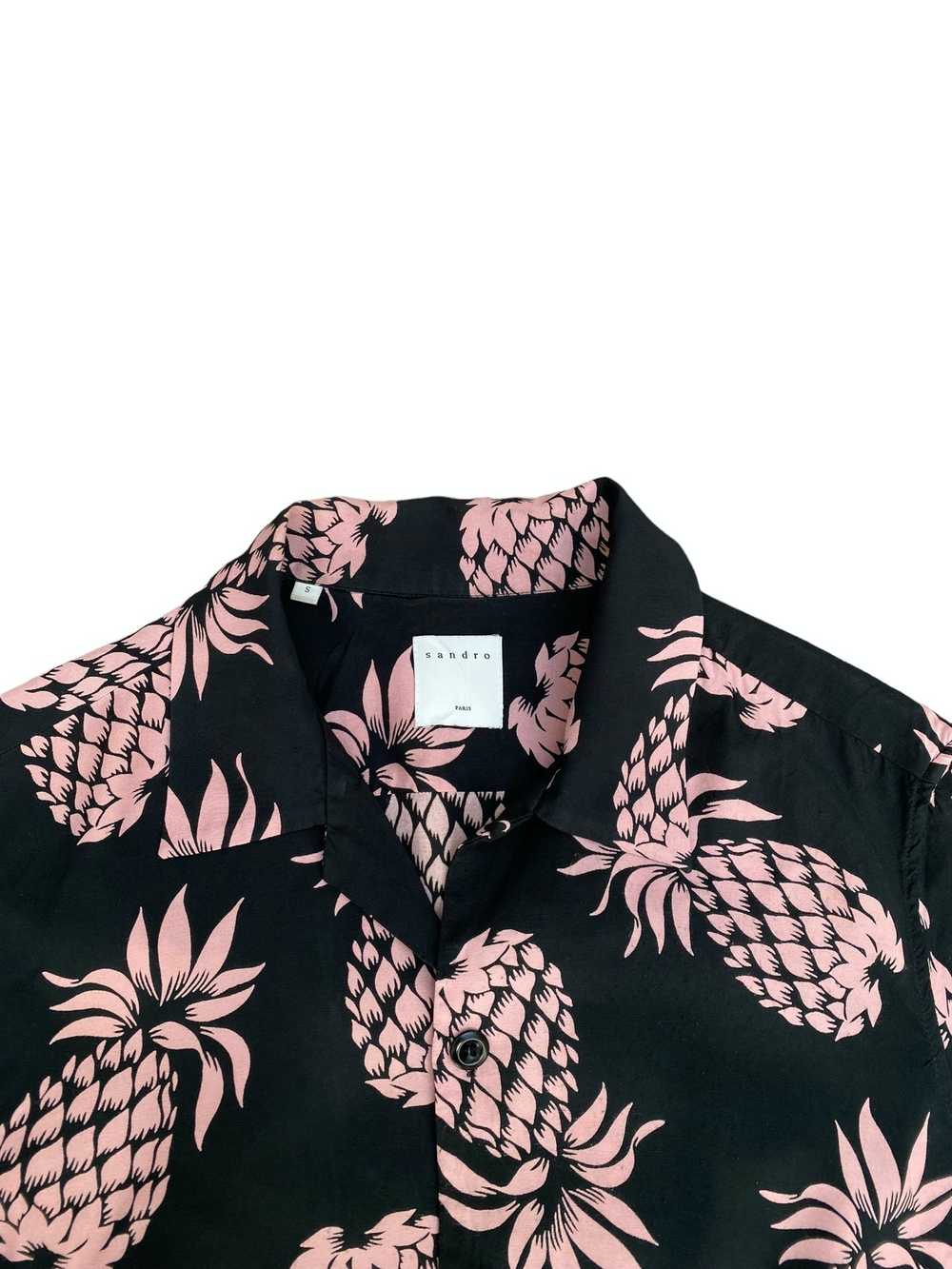 Sandro Black Pink Floral Hawaiian shirt - image 2