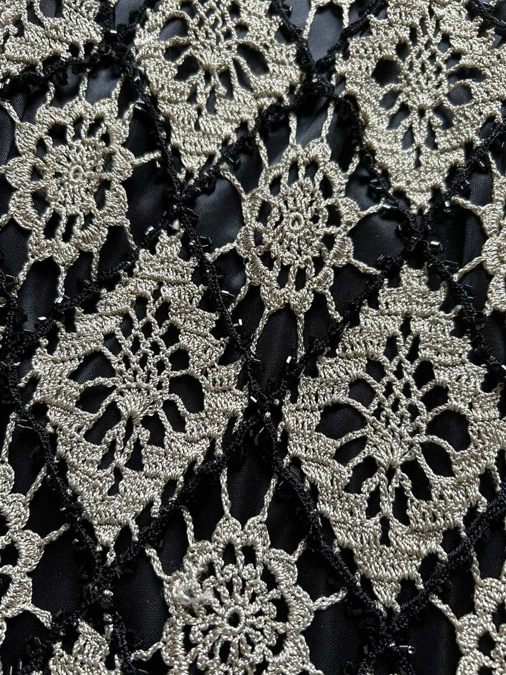 Vintage VTG ALFREDO VENINI Tan Black Knit Beaded … - image 3