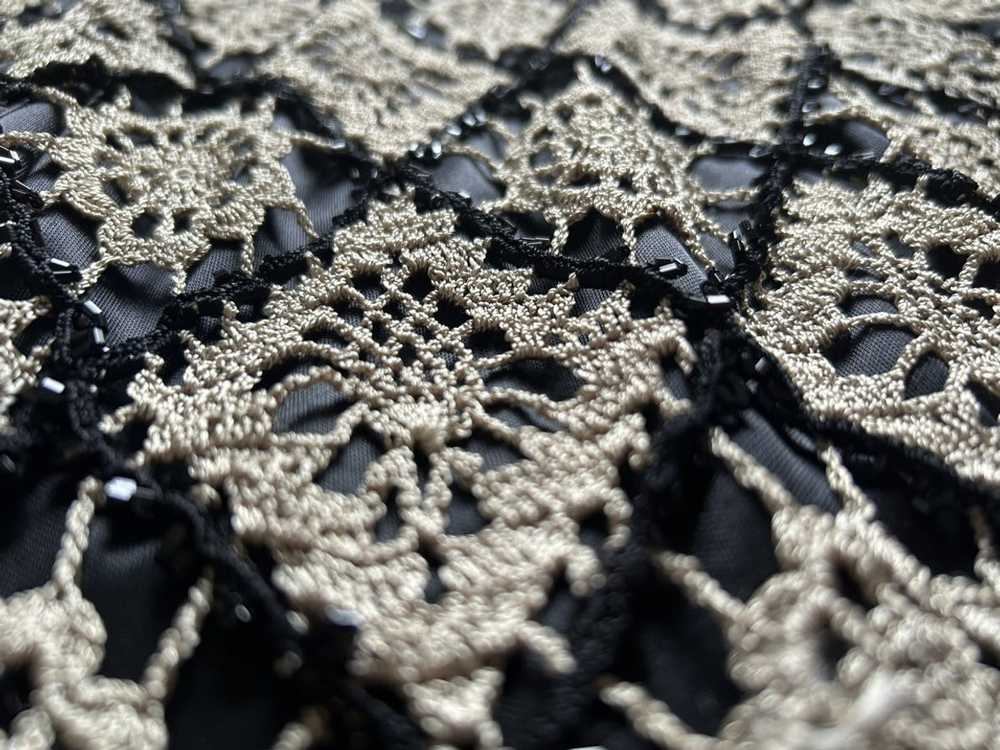 Vintage VTG ALFREDO VENINI Tan Black Knit Beaded … - image 4