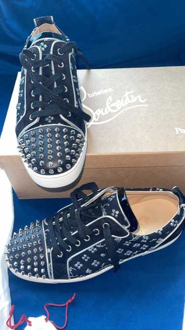 Christian Louboutin Black Multi/Marine Mat Louis Junior Spikes Shoes