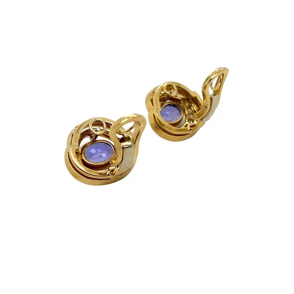 18K Yellow Gold Tanzanite and Diamond Earring - image 2