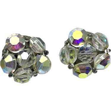 Vintage Crystal Beaded Clip On Earrings - image 1