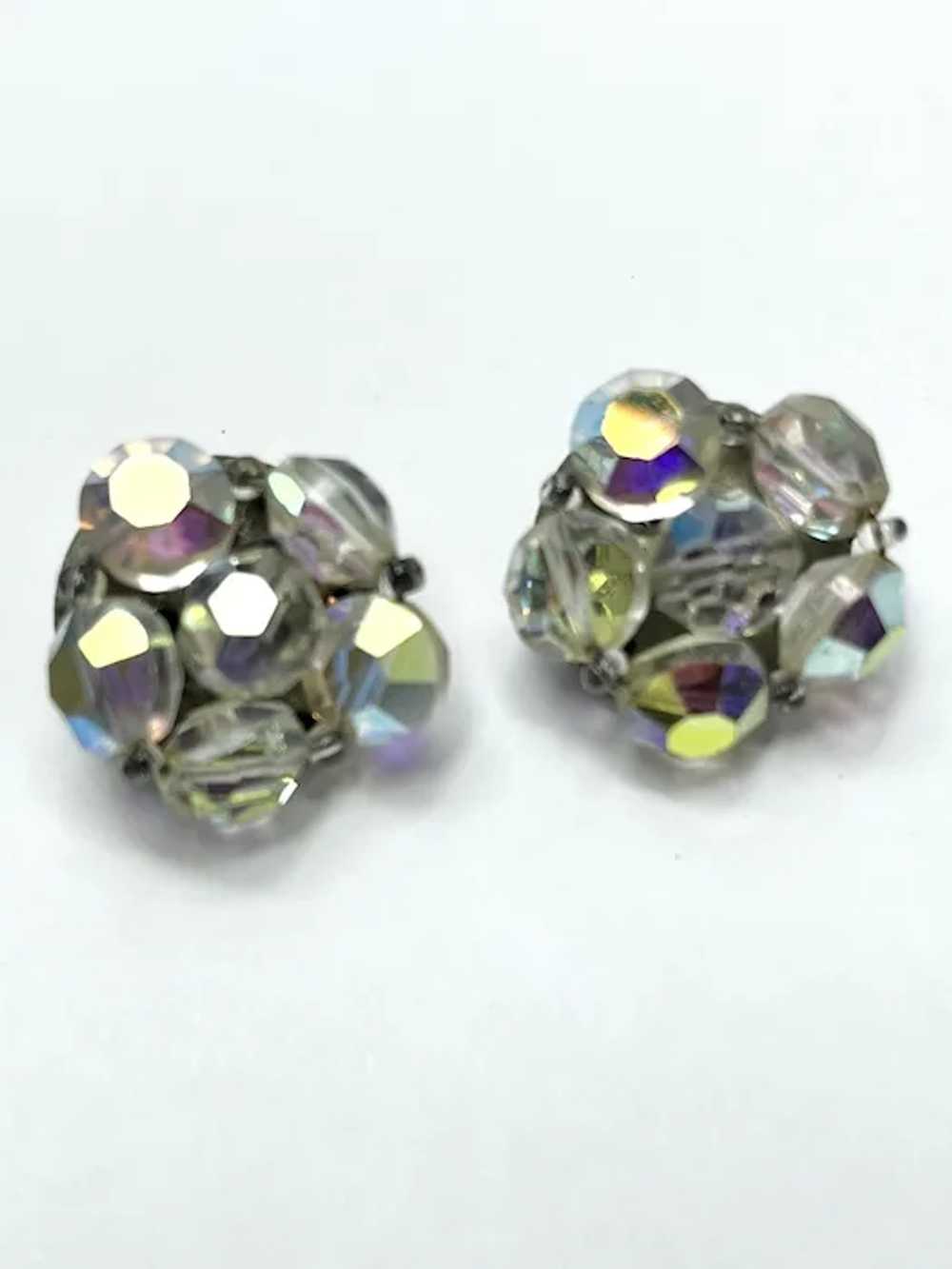 Vintage Crystal Beaded Clip On Earrings - image 2