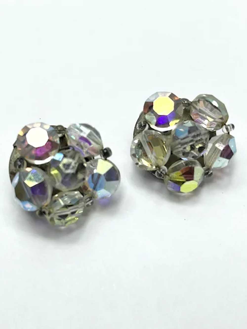 Vintage Crystal Beaded Clip On Earrings - image 3