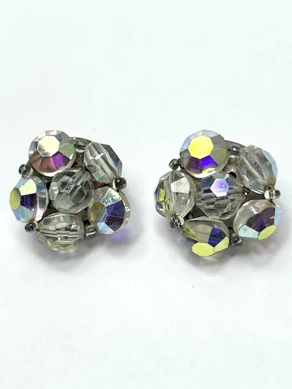 Vintage Crystal Beaded Clip On Earrings - image 4