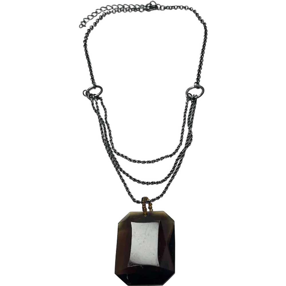 Vintage Crystal Pendant Chain Necklace - image 1