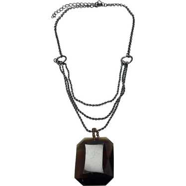 Vintage Crystal Pendant Chain Necklace - image 1