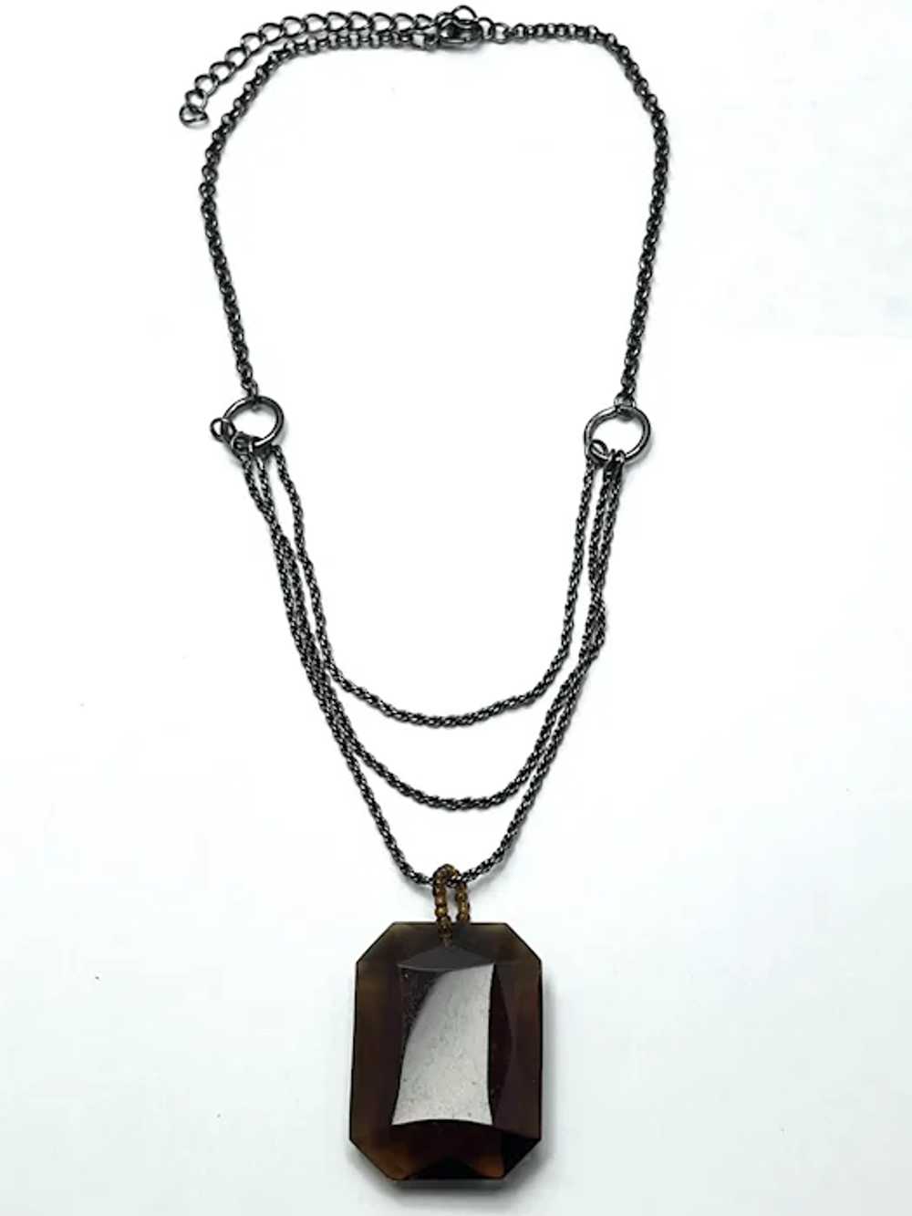 Vintage Crystal Pendant Chain Necklace - image 2