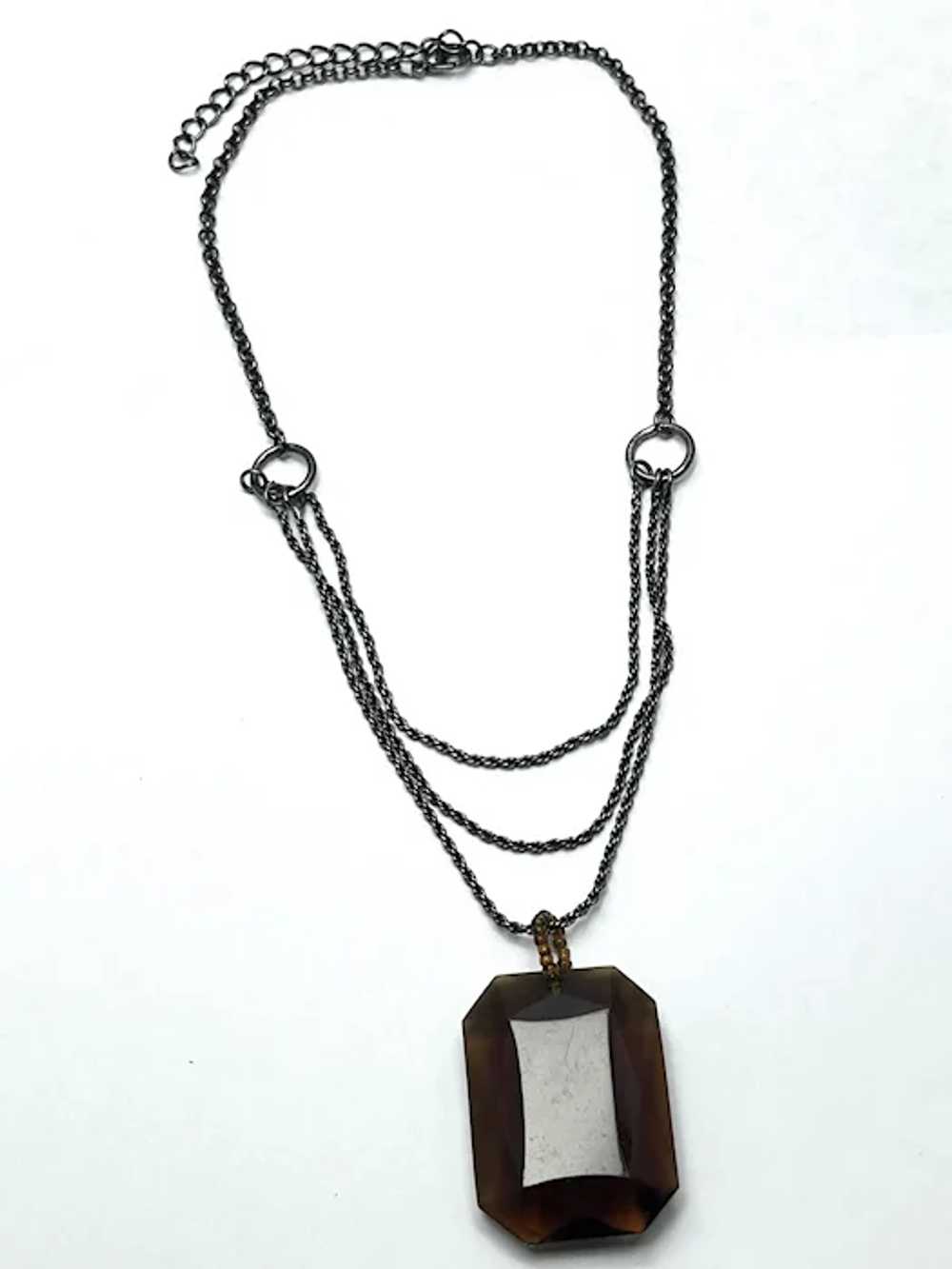 Vintage Crystal Pendant Chain Necklace - image 3