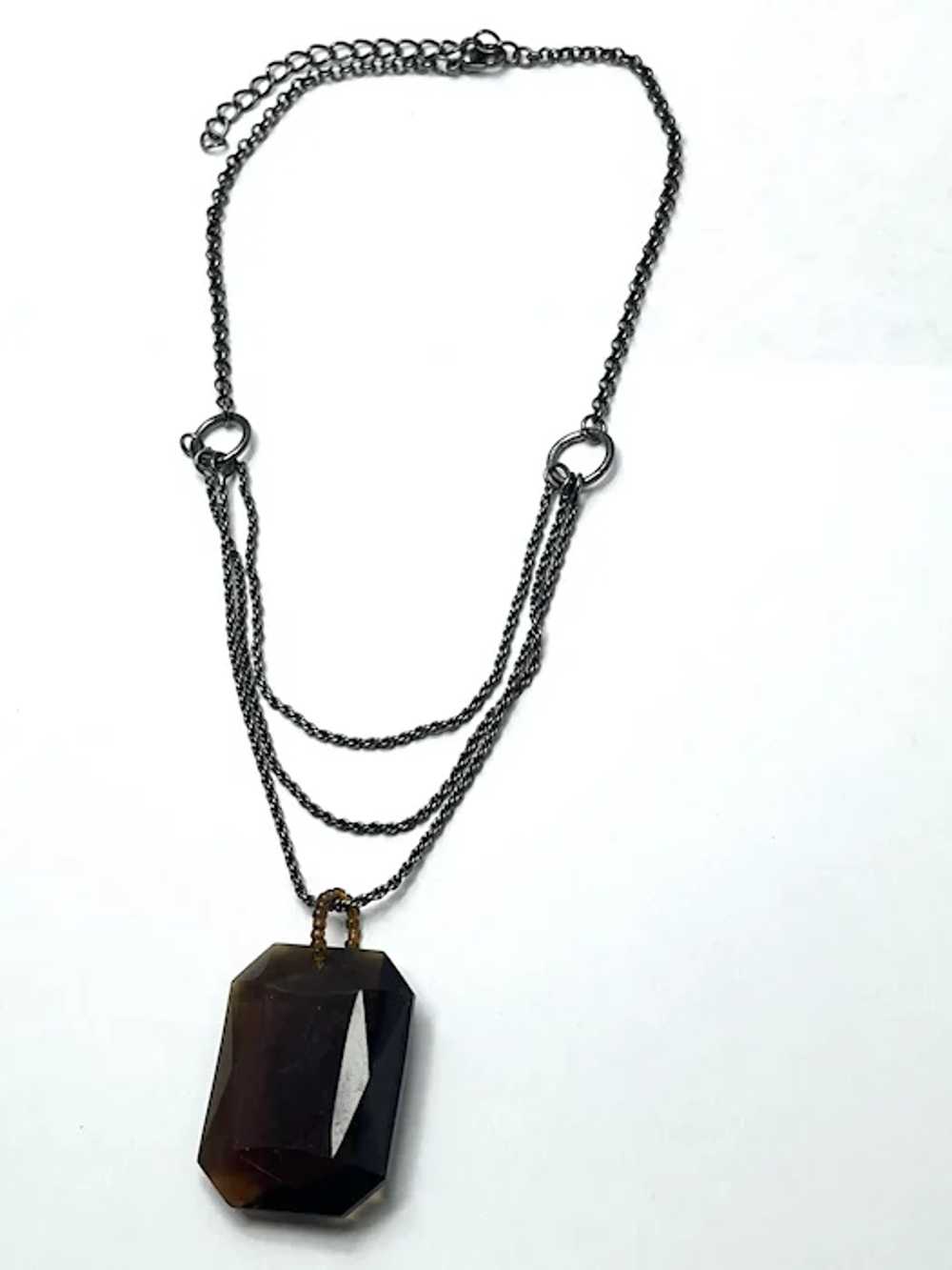 Vintage Crystal Pendant Chain Necklace - image 4