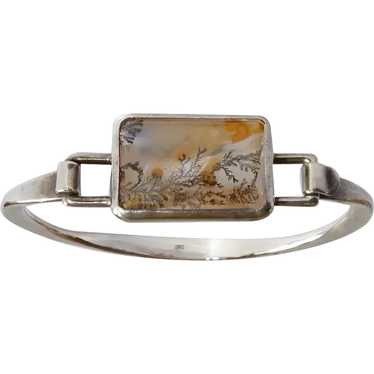 Sterling & Moss Agate Hammered Bracelet - image 1