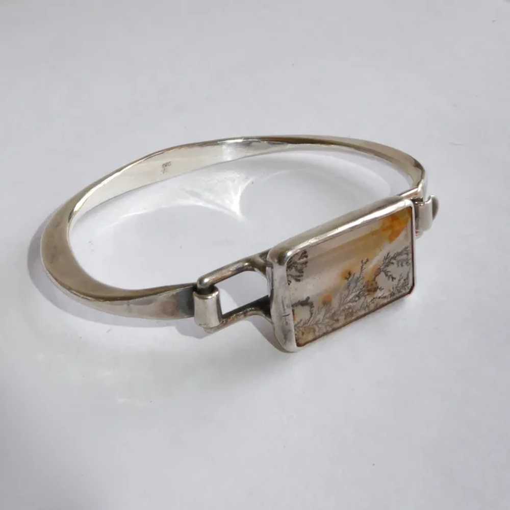 Sterling & Moss Agate Hammered Bracelet - image 4