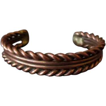 1950's Vintage Twisted Copper Bracelet - Twisted W