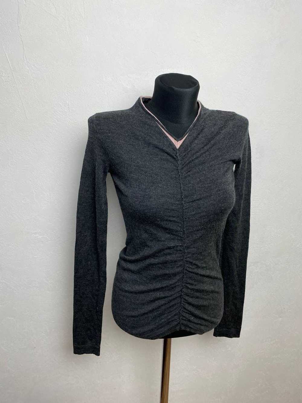 Prada Prada Ruched V Neck Wool Sachmere Sweater P… - image 1