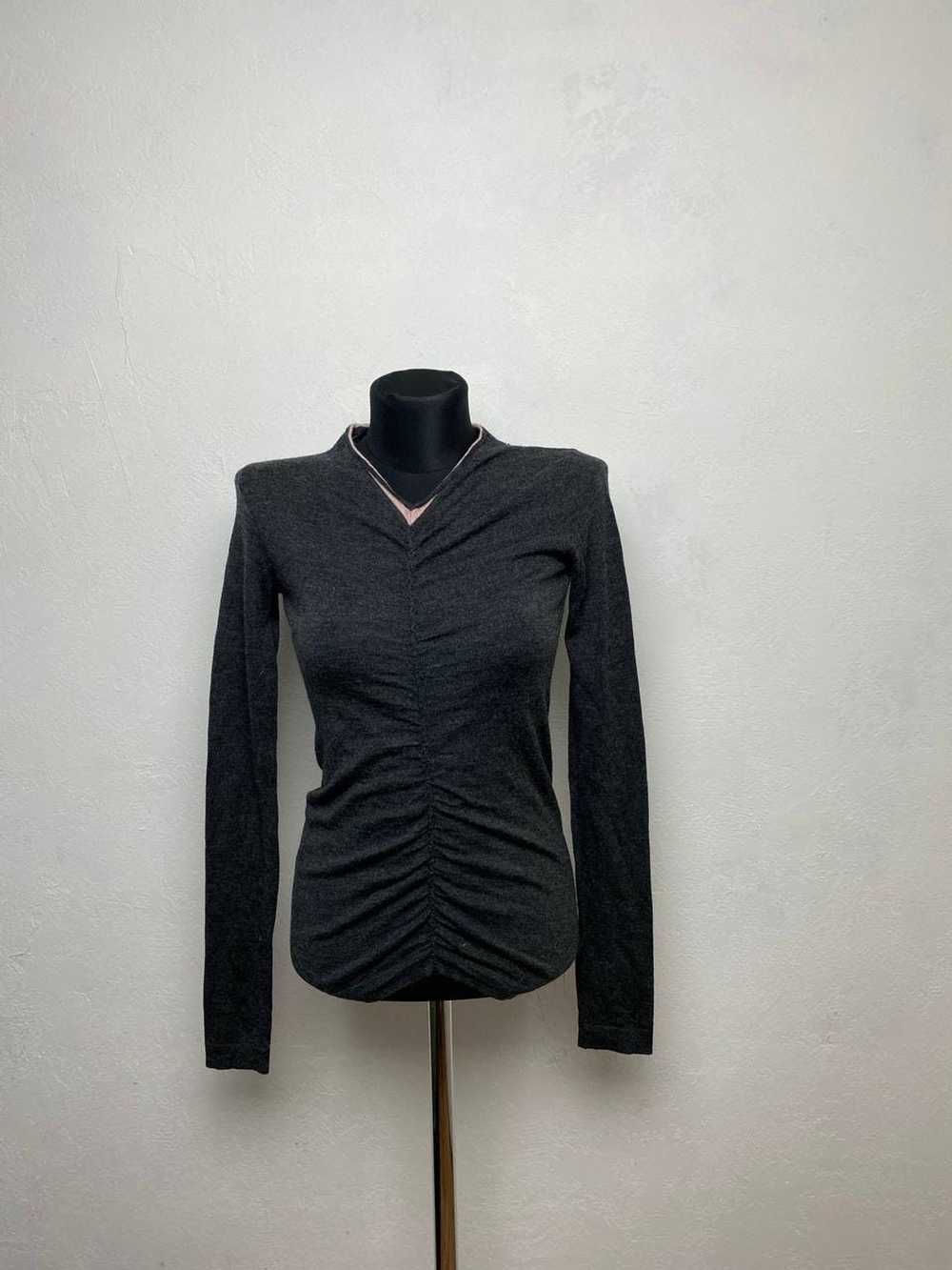Prada Prada Ruched V Neck Wool Sachmere Sweater P… - image 2