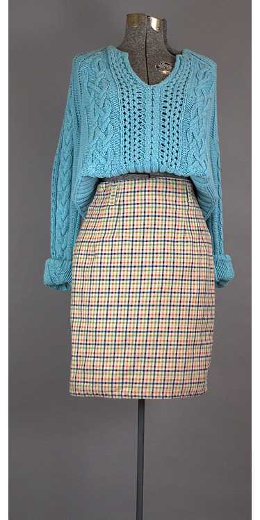 Collegiate Preppy Plaid Vintage Denim Skirt. 1980 